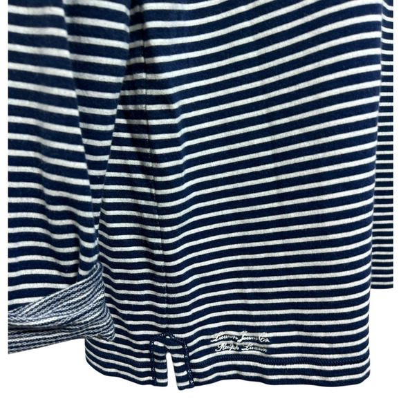 Lauren Ralph Lauren Striped Jersey Top Sz L Layered Cuffed Long Sleeves Blouse - Picture 4 of 9